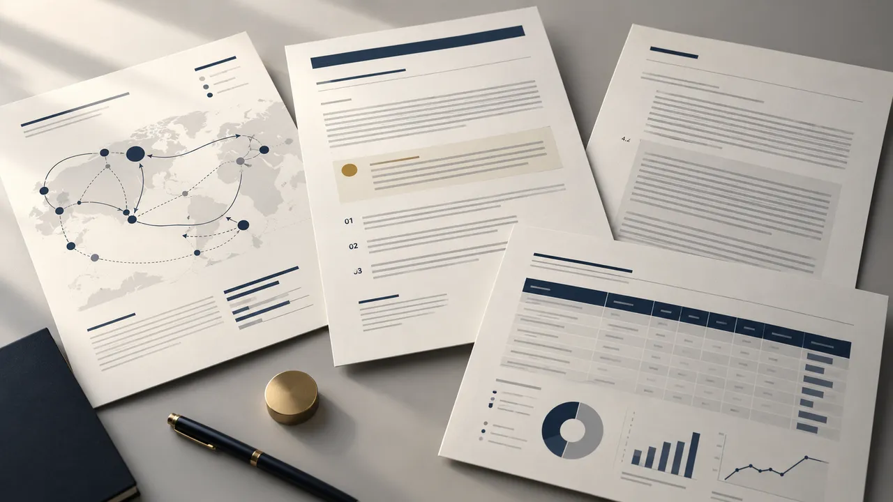 Anonymous examples of a map, decision note and governance dashboard