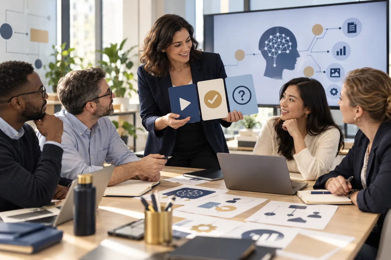 Business team awareness — use, check, ask
